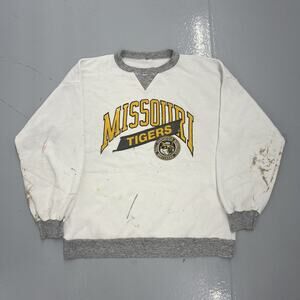 Vintage 80s University of Missouri White Paint Sweatshirt